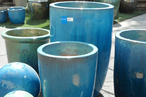 Asian Ceramics Aqua & Green Planters